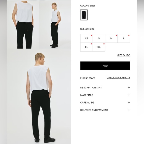 New H&M Black Minimalist Regular Fit Drawstring Joggers with pockets size L NWT - Picture 12 of 14